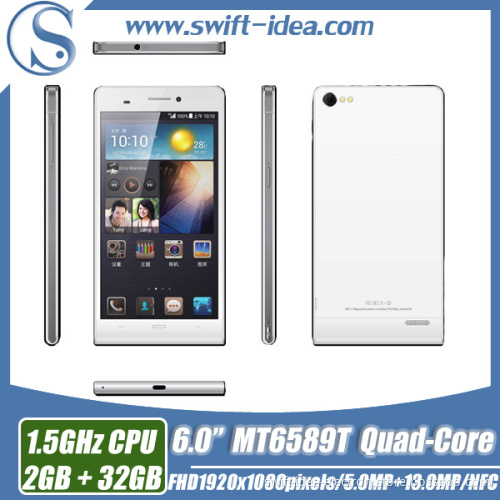6.0inch Mtk6589t 1.5GHz Quad Core 2GB+32GB 1920*1020 Android Smartphone (P6+)